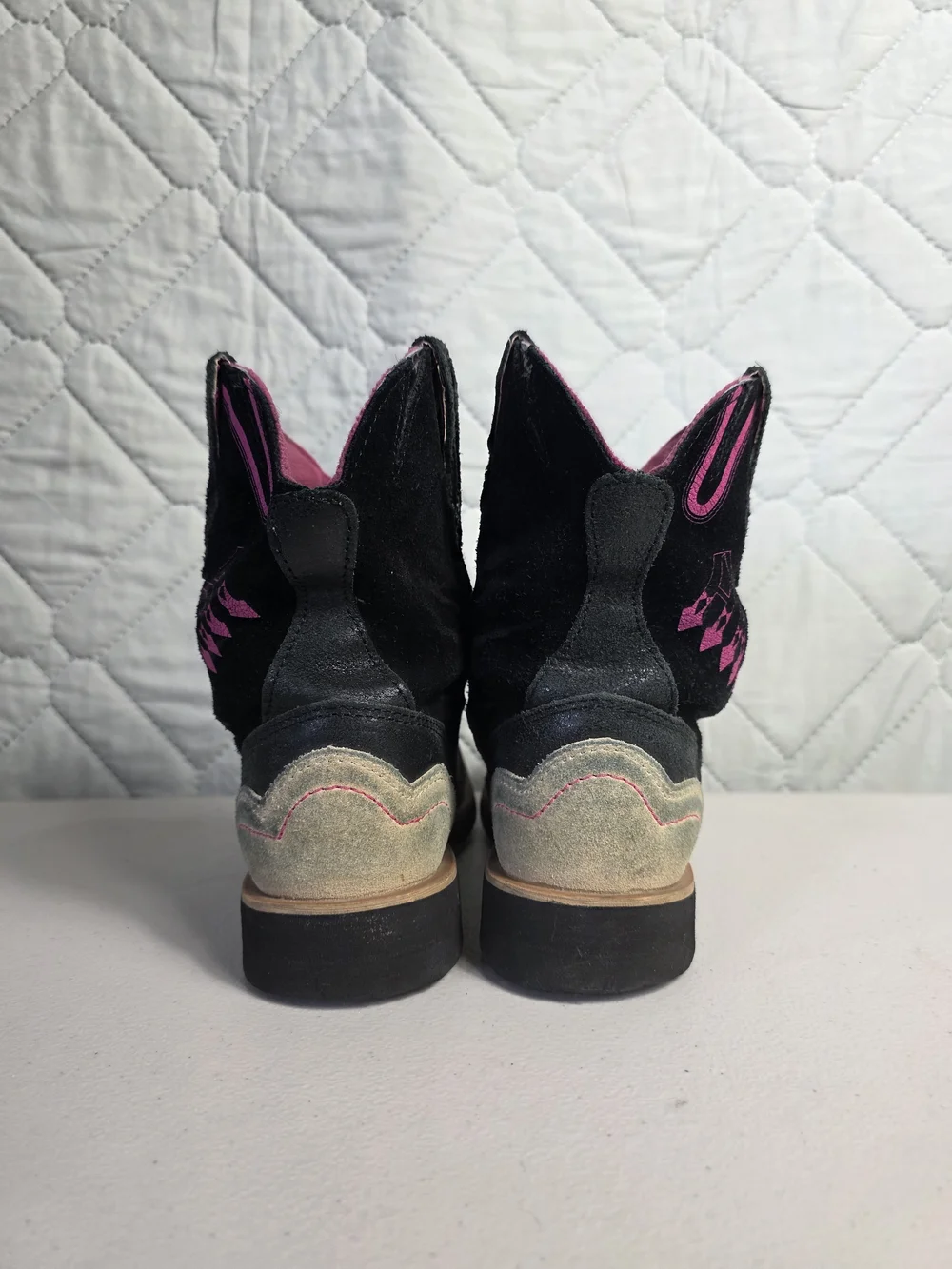 ARIAT Zipitbaby Womens Size 5 Black/Pink Western Boots Zipper Retired Zebra